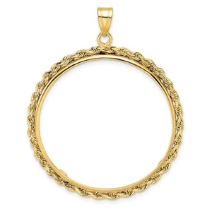 1967-Now South Africa 1 oz Krugerrand Prong Set Knotted Rope Coin Bezel 14k Gold - Picture 1 of 7