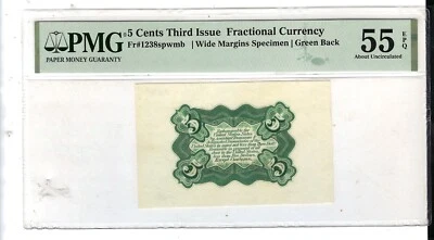FR.1238 SPWMB (3rd Issue) 5 cent BACK SPECIMEN PMG 55 EPQ - Image 1 of 2