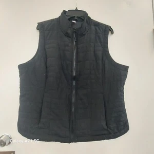 Exertek Woman's PXL Full Zipped Black Vest 2 Front Pockets with Zippers Quilted  - Picture 1 of 6