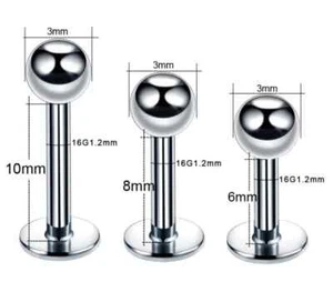 Stud Earrings Flat Back Piercing Clear Gem Tragus Helix Cartilage Labret 6 8 4mm - Picture 1 of 9