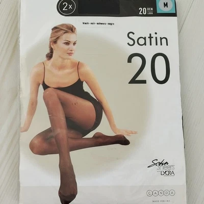 2 C&A Canda Satin Sheers Lycra Glanz Strumpfhosen Nylons 20 DEN Size M  Vintage - Bild 1 von 4