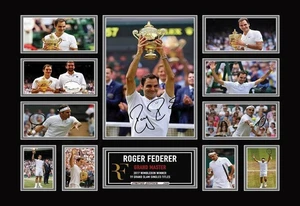 Roger Federer Campeón de Wimbledon Firmado Edición Limitada Memorabilia Impresión Regalo - Imagen 1 de 36