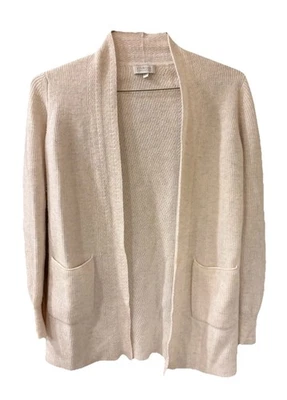 Cárdigan suéter Kinross de cachemir para mujer grande azul acanalado tejido apretado frente abierto Foto 1 de 3