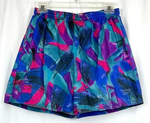 Pantalones Cortos de Correr de Colección Reebok Estilo Años 90 Abstracto Azul Colorido Poli L Hechos en EE. UU. - Imagen 1 de 2