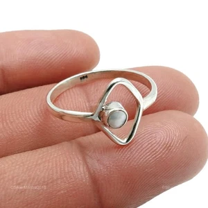 Natural Pearl Statement Ethnic Birthday New Friend Gift Ring 925 Silver US 7 - Picture 1 of 9