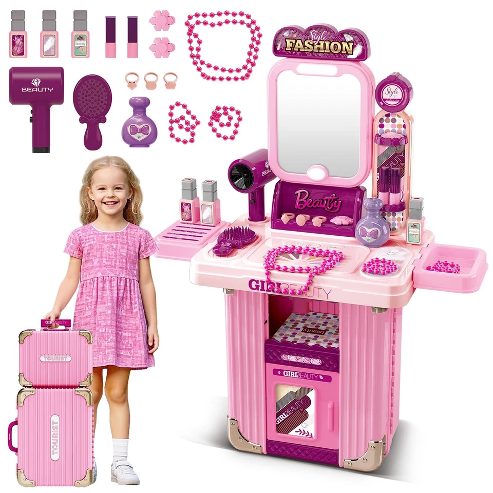 Mesa de Maquillaje para Niñas Accesorios de Tocador Juego de Belleza para Niñas M... Foto 1 de 4