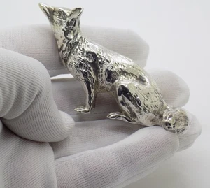 Vintage Italian Handmade Genuine Silver 800 Large Fox Figurine Decorative Gift - Picture 1 of 15