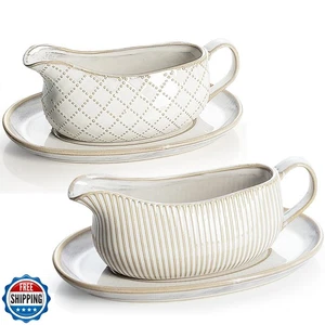 Getstar Gravy Boat con Platillo, Plato de Salsa de Arándanos Acción de Gracias, Cerámica Gr - Imagen 1 de 5