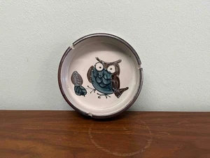 Vintage Asahi Blue Glazed Owl Ashtray Japan - Picture 1 of 9