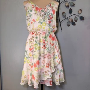 Vestido Maurice's Imitación Envolvente Floral Gasa Volantes Talla Pequeña - Imagen 1 de 12