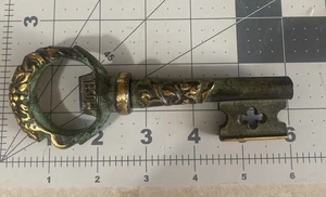 Vintage Large Brass Skeleton Key Cork Screw - Picture 1 of 8
