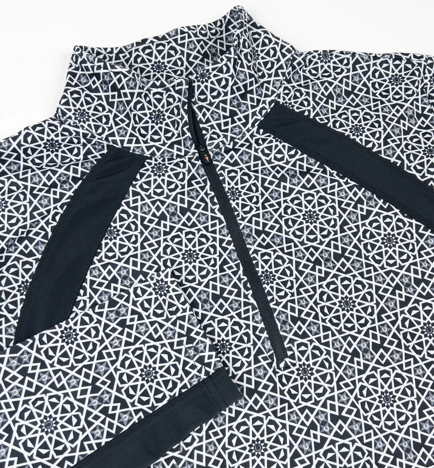 Kerrits Riding Shirt Women's XL Black Geometric 1/4 Zip Mock Neck Pullover Top - Image 1 of 4