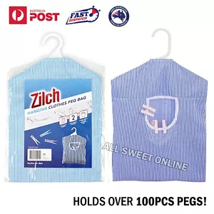 Hanging Peg Bag Pegs Basket Holder Laundry Storage Organiser with Plastic Hanger - Picture 1 of 3