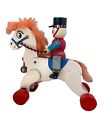 Vintage WP183 Wooden Horse  with Soldier Painted Rolling Rider Child's Pull Toy 