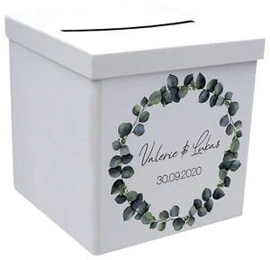 Briefbox Kartenbox Hochzeit Eukalyptus Geburtstag Personalisiertes Geschenk - Bild 1 von 3