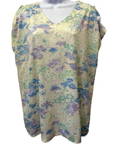 True Vintage Women's (40) L Slit Button Detail Sleeve Polyester Floral Blouse - Picture 1 of 11