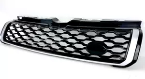 Front Grille Gloss Black Dynamic Style Fits Range Rover Evoque 11-17 Silver Trim - Picture 1 of 14