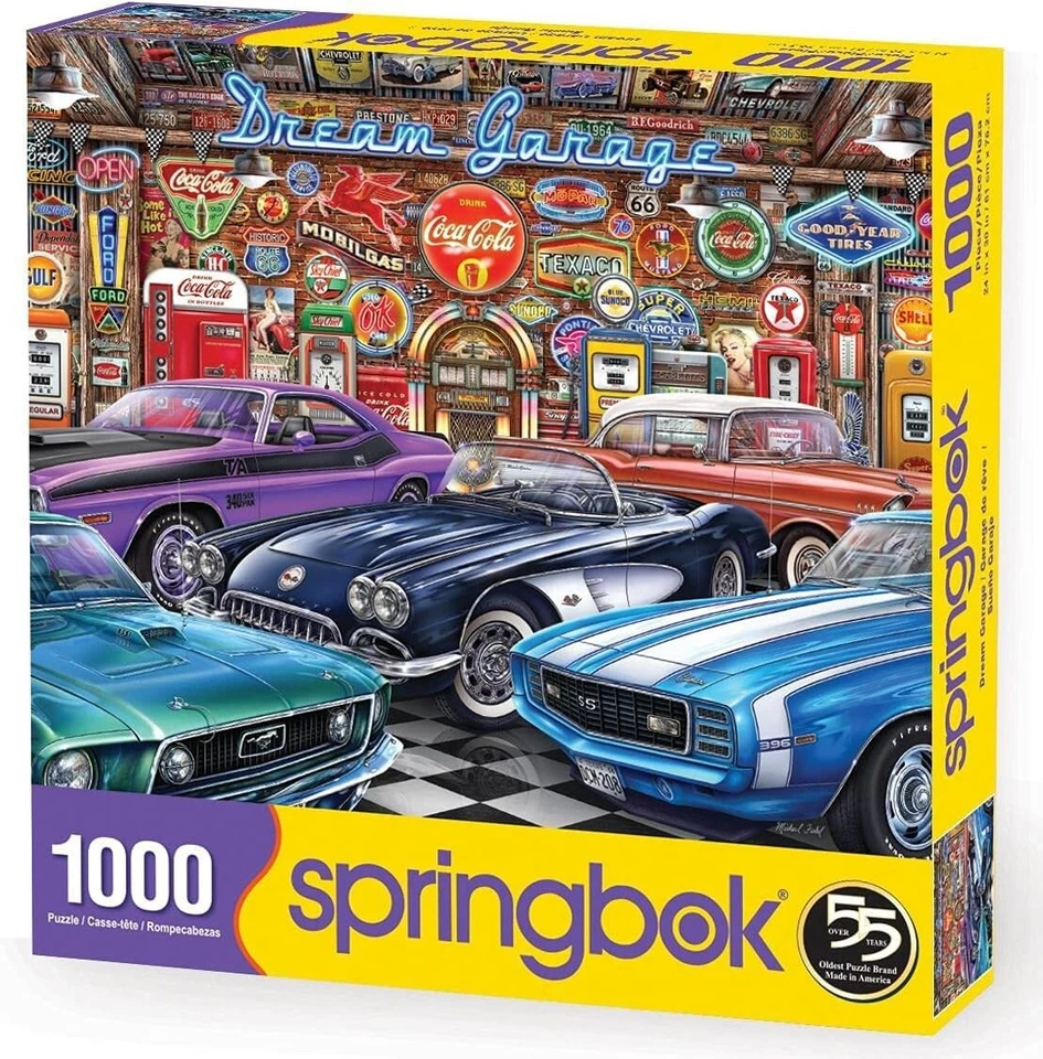 Dream Garage Mustang Camaro Classic Car 1000pc Springbok Jigsaw Puzzle
