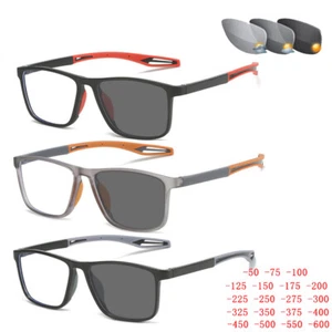3PK Myopia Nearsighted Glasses Photochromic Lens TR Frame Men's Sport Sunglasses - Picture 1 of 13