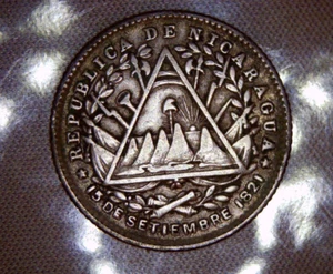 Nicaragua 10 Cents 1887-H Silver Coin Centavos - Picture 1 of 2