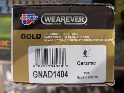 CARQUEST Wearever Gold Premium Ceramic Brake Pads Item: GNAD1404 (2010 Camaro) - Image 1 of 3