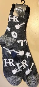 Hard Rock Cafe Pair of Grey/Black Guitar SOCKS NEW! Size M/L 8.5-12 US, 41-46 EU - Picture 1 of 3