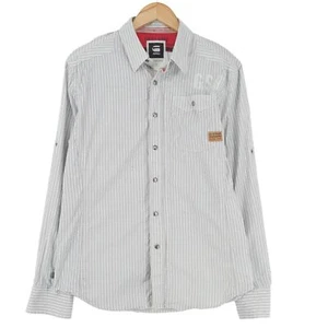 G-Star Ne 6620 Skye Zip Shirt Grey Striped Long Sleeve Mens Do4 Size L Large - Picture 1 of 10