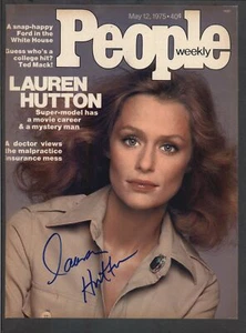 Lauren Hutton - signed Autogramm laminiert Magazin Cover - Falcon Crest - Bild 1 von 2