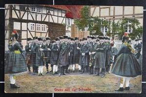 Gruß aus der Schwalm ca. 1910 Tracht Mädchen Buben Häuser Eder Schwalmstadt - Bild 1 von 2