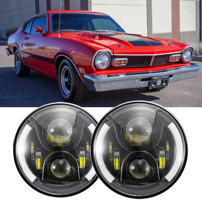 Para Ford Maverick 1970-1977 LED 7" anel de farol DRL feixe Hi/Lo sinal de seta - Imagem 1 de 4