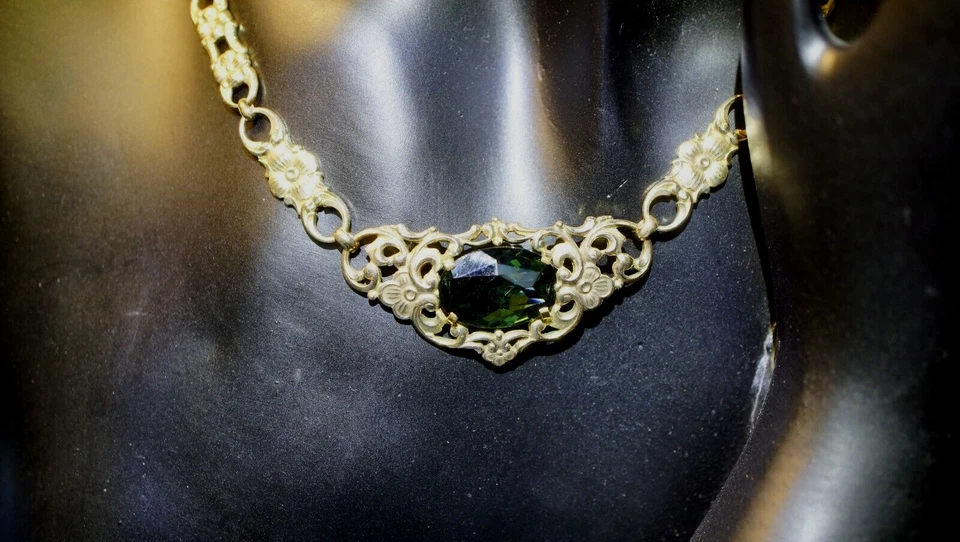 Kette Trachtenkette Gold Art Deco Antik Jugendstil Peridot - Bild 1 von 4