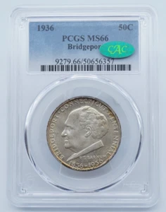 1936 Bridgeport 50c Half Dollar Commemorative PCGS & CAC MS66 - U1052 - Picture 1 of 5