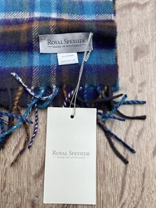 Bufanda Luxe Pure Cashmere para hombre - Royal Speyside - Cuadros morados - NUEVA con etiqueta - Imagen 1 de 3