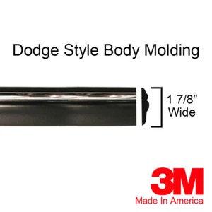 Black/Chrome Side Body Trim Molding for 94-97 Dodge Ram - 1 7/8" Wide - 24 ft - Bild 1 von 3