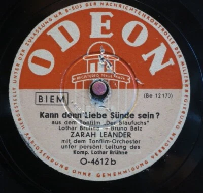 Zarah Leander 78 RPM / Kann Denn Liebe Sünde Sein & Von Der Pussta..(52-1023-VH) - Bild 1 von 2