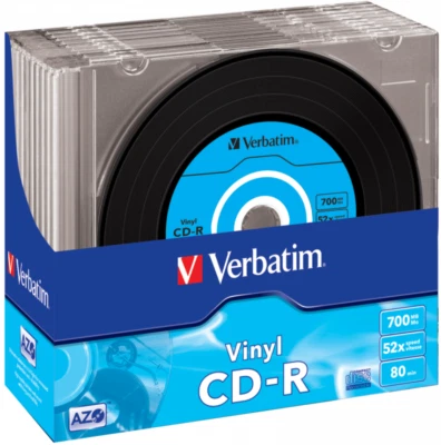 30 Verbatim CD-R 700Mb 52x Vinyl Black Retro Vintage Vinyl Slimcase
