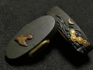 FUCHIKASHIRA Schwert Katana Edo Ära Kupfer Blume und Vogel japanisch antik - Bild 1 von 8