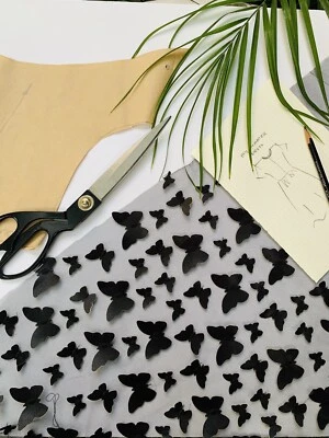 Black 3d Butterfly Tulle Fabric By Yard Tulle with Butterflies - Black Butterfy - Image 1 of 4