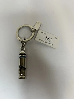 Chaveiro novo com etiquetas Coach 3D apito prata maciça níquel FOB NOVO - Imagem 1 de 4