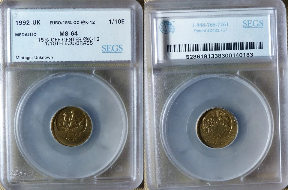 Error:Europa Pattern 1992 UK 1/10 Ecu 15 % Off Center MS64 CT202 - Image 1 of 1