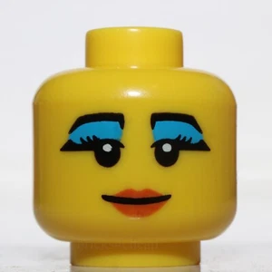 Lego Yellow Head Female Black Eyebrows Eyelashes Thick Dark Azure Eye Shadow - Picture 1 of 1