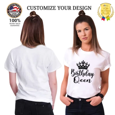 CAMISETA CUMPLEAÑOS REINA PERSONALIZA TU NOMBRE TEXTO IMAGEN ALGODÓN SUAVE ADULTO 8 Foto 1 de 4