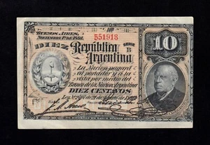 F.C. ARGENTINA , 10 CENTAVOS 1891 , EBC ( XF ) , P.210 . - Picture 1 of 2