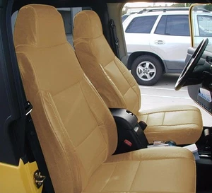 FOR 2003-06 JEEP WRANGLER TJ SAHARA S.LEATHER CUSTOM FIT SEAT COVERS BEIGE - Picture 1 of 6