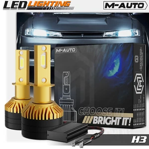 Pair H3 6500K Headlight LED Bulb High/Low Beam Fog Lamp Lighting DRL w/Cool Fan - Foto 1 di 12