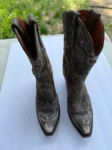 DAN POST VINTAGE BLUE BIRD SNIP TOE WESTERN COWBOY BOOTS SZ 7.5 M - Picture 1 of 9