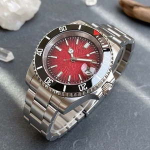 40mm Tandorio Red Sterile Dial Japan NH35A Date Sapphire Automatic Mens Watch - Picture 1 of 5