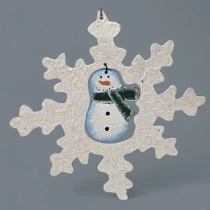 5" Snowflake W Snowman Dangle. Christmas Ornament. - Picture 1 of 2