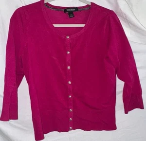 Cárdigan suéter rosa mediano de la Casa Blanca Black Market botones perlados manga 3/4 - Imagen 1 de 6