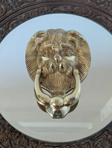 Battiporta testa di leone ottone lucido - Foto 1 di 12